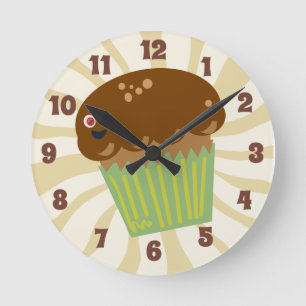 Horloge Ronde Cute Muffin Time Cartographie Petit déjeuner Masco
