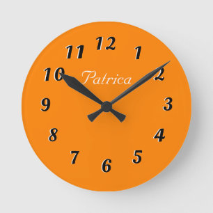 Horloge Ronde Cute Orange and White Personalized Wall Clock
