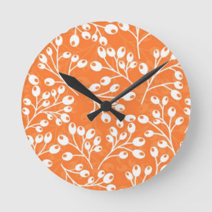 Horloge Ronde Cute orange et white autumn berries