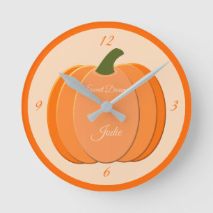 Horloge Ronde Cute Orange Genre Neutre Citrouille Personnalisé N