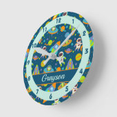 Horloge Ronde Cute Outer et astronaute (Angle)