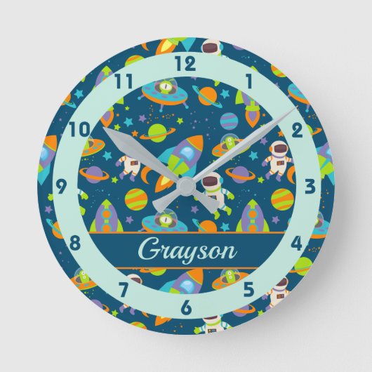 Horloge Ronde Cute Outer et astronaute (Recto)
