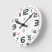 Horloge Ronde Cute Pastel Coeurs Nursery (Angle)