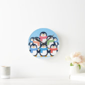 Horloge Ronde Cute Penguins Winter Scarves Group Hug (Maison)