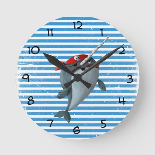 Horloge Ronde Cute Pirate Narwhal (Recto)