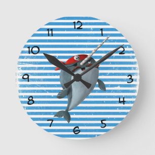 Horloge Ronde Cute Pirate Narwhal