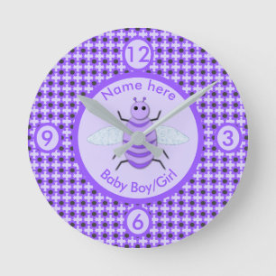 Horloge Ronde Cute Purple Baby Bee