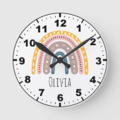 Horloge Ronde Cute Rainbow Boho Watercolor Multicolor (Recto)