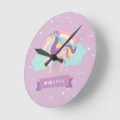 Horloge Ronde Cute Rainbow Unicorn kids (Angle)