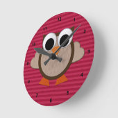 Horloge Ronde Cute Retro Owl (Angle)