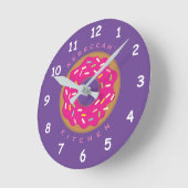 Horloge Ronde Cute rose Sprinkle round donut kitchen clock (Angle)