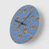 Horloge Ronde Cute rouge chaton - motif chat (Angle)