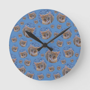 Horloge Ronde Cute rouge chaton - motif chat