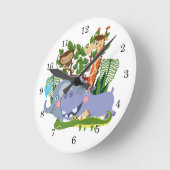 Horloge Ronde Cute Safari Animals (Angle)
