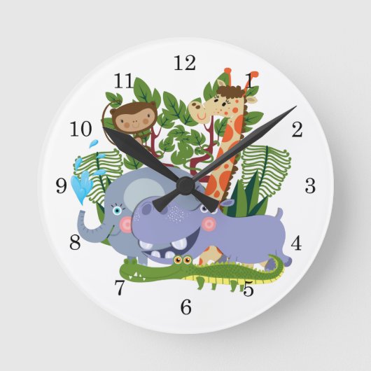 Horloge Ronde Cute Safari Animals (Recto)