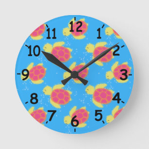 Horloge Ronde Cute Sea Turtle Pattern With Numbers