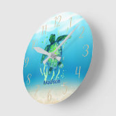 Horloge Ronde Cute Sea Turtle Personalized Gender Neutral (Angle)