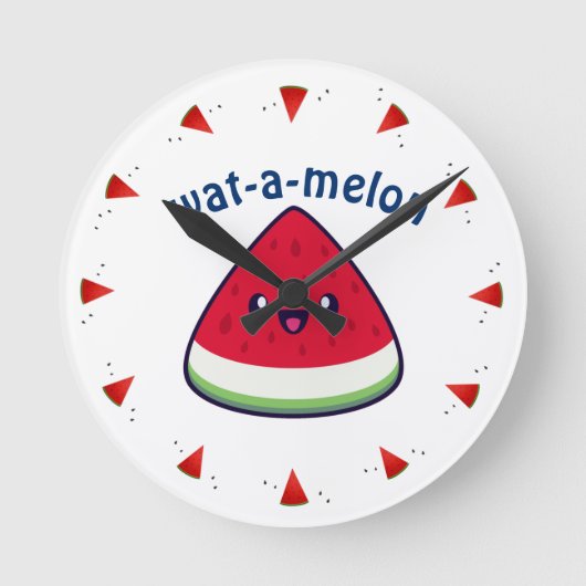 Horloge Ronde Cute Smiling Kawaii Watermelon (Recto)
