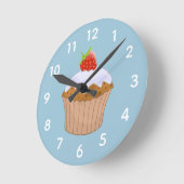 Horloge Ronde Cute Strawberry Bun Blue (Angle)