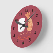Horloge Ronde Cute sushi riz crevettes amis dessin animé (Angle)