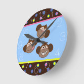 Horloge Ronde Cute three little monkeys (Angle)