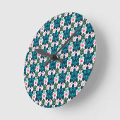 Horloge Ronde Cute Turtle and Floral Seamless Pattern  Notebook (Angle)