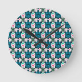 Horloge Ronde Cute Turtle and Floral Seamless Pattern  Notebook (Recto)