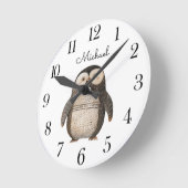 Horloge Ronde Cute Watercolor Anarctica Animal Hedgehog Nursery (Angle)