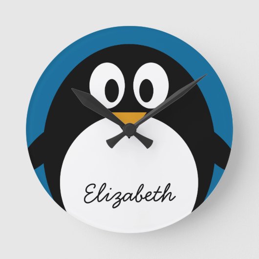 Horloge Ronde cutoon penguin blue background (Recto)