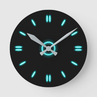 Horloge Ronde Cyan Neon