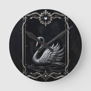 Horloge Ronde Cygne Éternel de l'Amour, Forever Commence Ici.