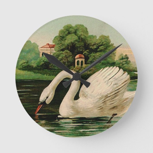 Horloge Ronde Cygne vintage dans le lac (Recto)