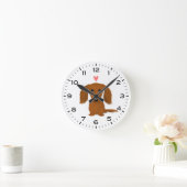 Horloge Ronde Dachshund à poil long avec Valentine Heart mignon  (Maison)