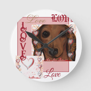 Horloge Ronde Dachshund Rouge       