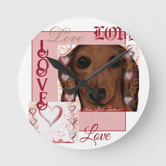Horloge Ronde Dachshund Rouge (Recto)