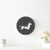 Horloge Ronde Dachshund Silhouette - Petit chien épluché (Maison)