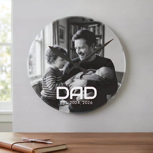 Horloge Ronde Dad Established Black White Bold Photo