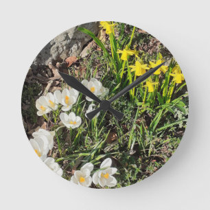 Horloge Ronde Daffodils et Crocus Clock