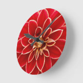 Horloge Ronde Dahlia Fleur Rouge Clair (Angle)