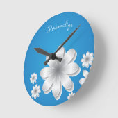 Horloge Ronde Dainty & Fleurs Blanches Chic (Angle)