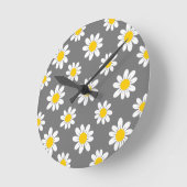 Horloge Ronde Daisies de White Yellow (Angle)