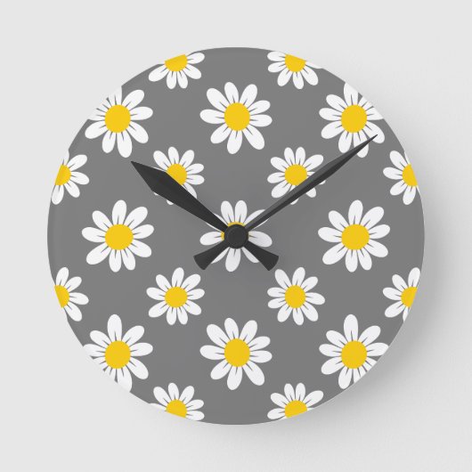 Horloge Ronde Daisies de White Yellow (Recto)