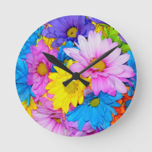 Horloge Ronde Daisy Flower Mix