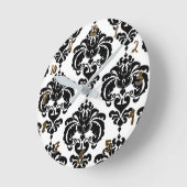 Horloge Ronde Damas noir et blanc moderne personnalisé (Angle)