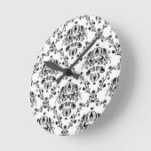 Horloge Ronde Damask blanc et noir (Angle)