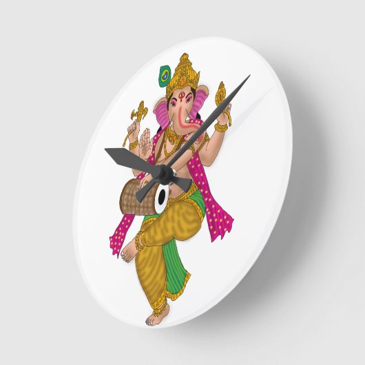 Horloge Ronde Dancing Ganesha Clock (Angle)