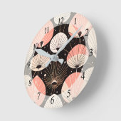 Horloge Ronde Dandelions -Mi-siècle- Design moderne rétro (Angle)