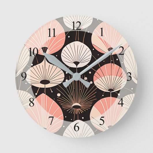 Horloge Ronde Dandelions -Mi-siècle- Design moderne rétro (Recto)