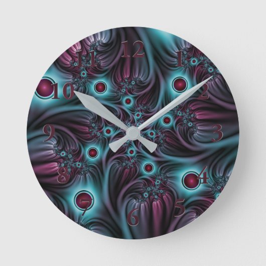Horloge Ronde Dans la profondeur Bleu rose Abstrait Fractal Art (Recto)