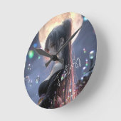 Horloge Ronde Dark fantasy girl / Aesthetic (Angle)
